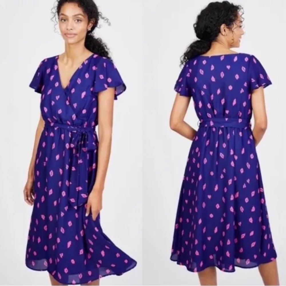 MODCLOTH FITS OF BLISS LIPS EMPIRE WAIST DRESS SIZE MEDIUM